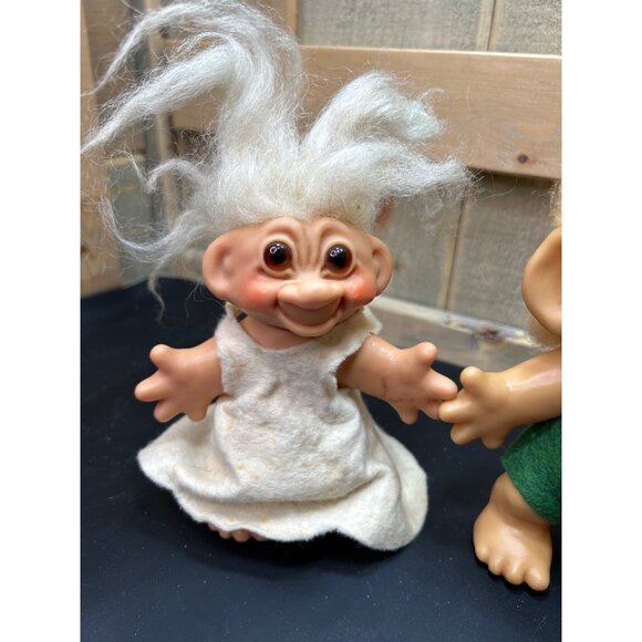 Vintage Thomas Dam Troll Doll Couple With Clothes 1960s Figurines - Picture 2 of 9